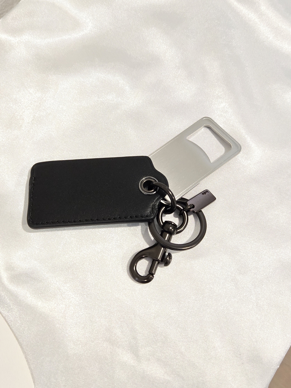 Coach Teal Blue Logo Leather Key Fob/Bottle Opener with Gunmetal Hardware NWOT - Picture 3 of 6